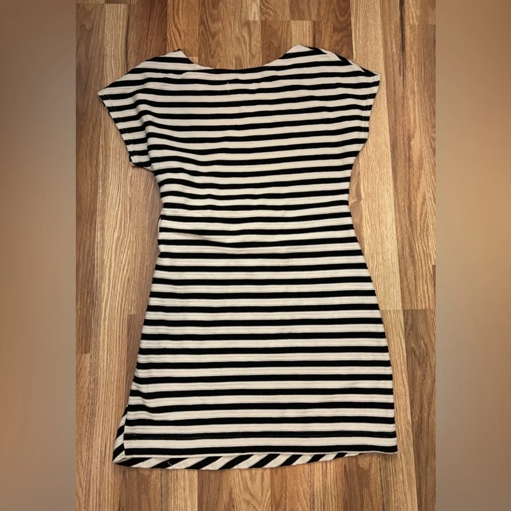 Anthropologie Saturday Sunday Womens Dress small Navy White Stripe Waist Tie - Picture 5 of 5
